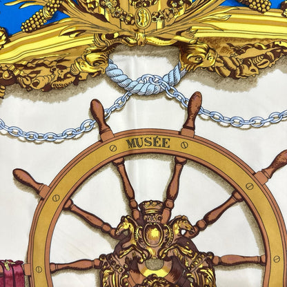 Hermes Musee Scarf Silk White Carre 90 — view 7