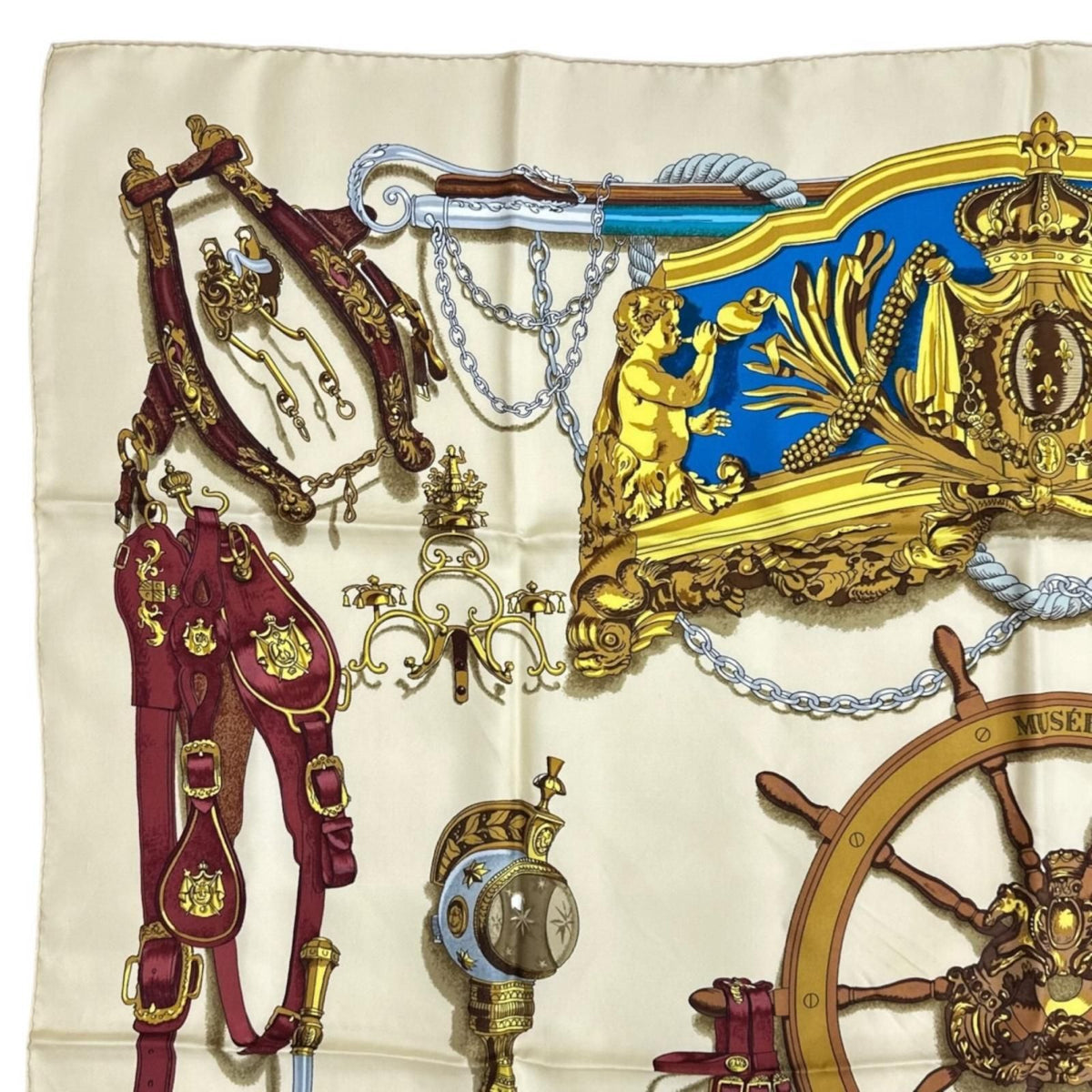 Hermes Musee Scarf Silk White Carre 90 — view 3