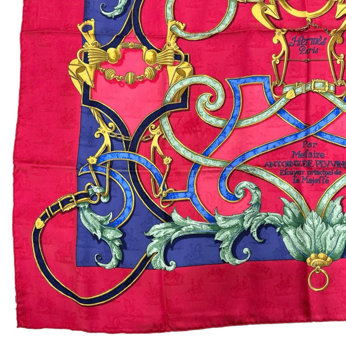 Hermes Carre 90 L'instruction du Roy Scarf Silk Pink Red — view 5