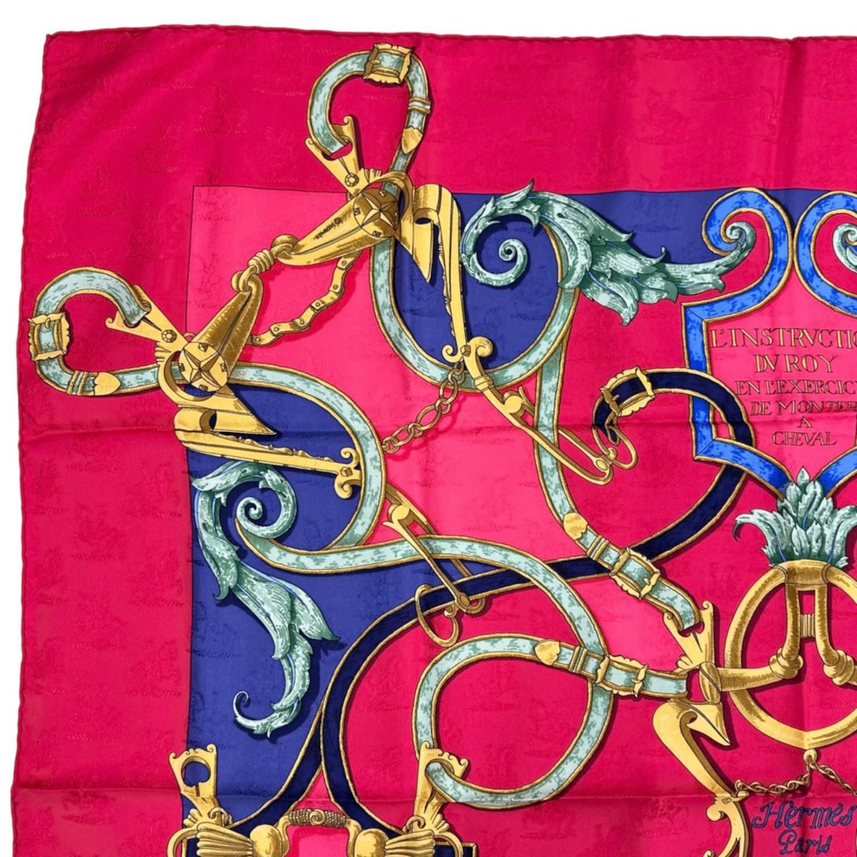 Hermes Carre 90 L'instruction du Roy Scarf Silk Pink Red — view 3