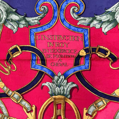 Hermes Carre 90 L'instruction du Roy Scarf Silk Pink Red — view 8