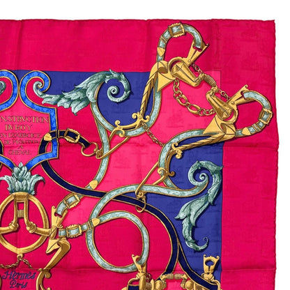 Hermes Carre 90 L'instruction du Roy Scarf Silk Pink Red — view 4
