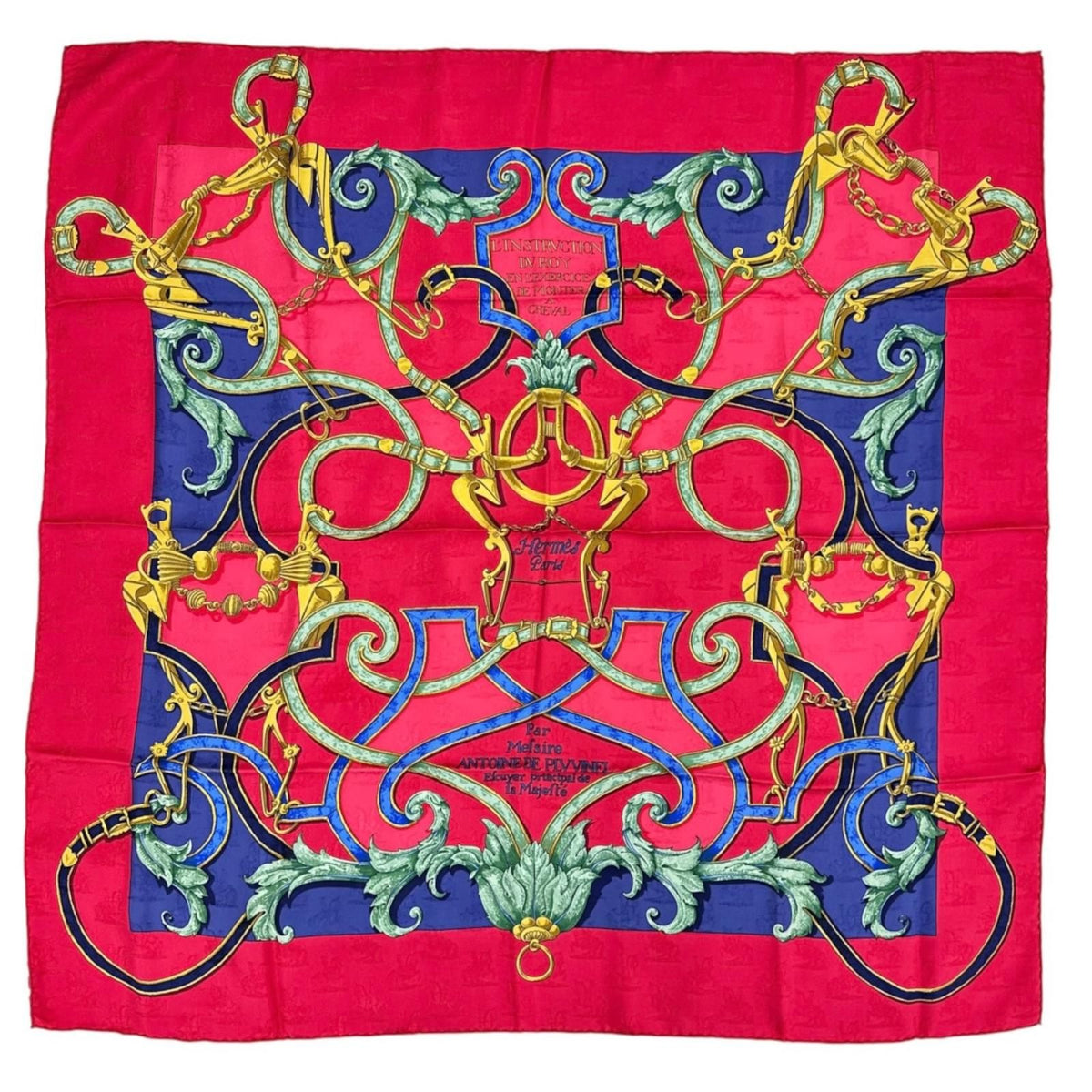 Hermes Carre 90 L'instruction du Roy Scarf Silk Pink Red