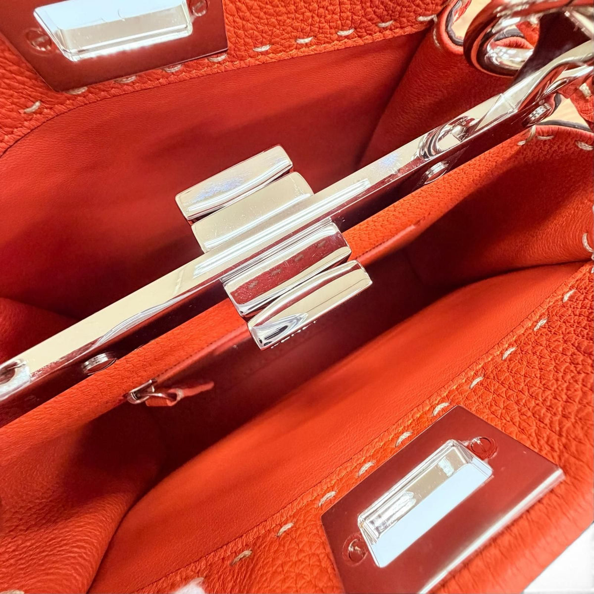 Fendi Selleria Peekaboo Mini Leather 2-Way Shoulder Handbag Orange — view 7