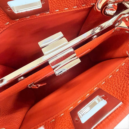 Fendi Selleria Peekaboo Mini Leather 2-Way Shoulder Handbag Orange — view 7