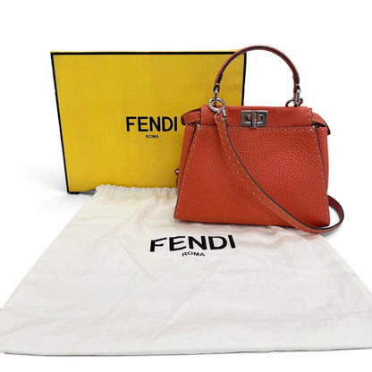 Fendi Selleria Peekaboo Mini Leather 2-Way Shoulder Handbag Orange — view 2