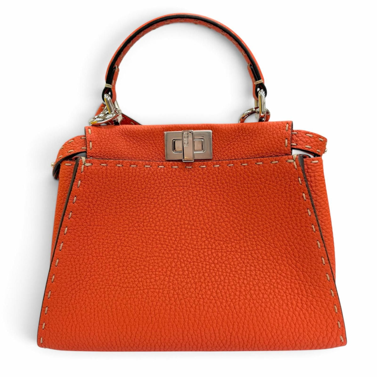 Fendi Selleria Peekaboo Mini Leather 2-Way Shoulder Handbag Orange — view 4