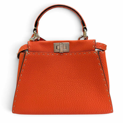 Fendi Selleria Peekaboo Mini Leather 2-Way Shoulder Handbag Orange — view 4