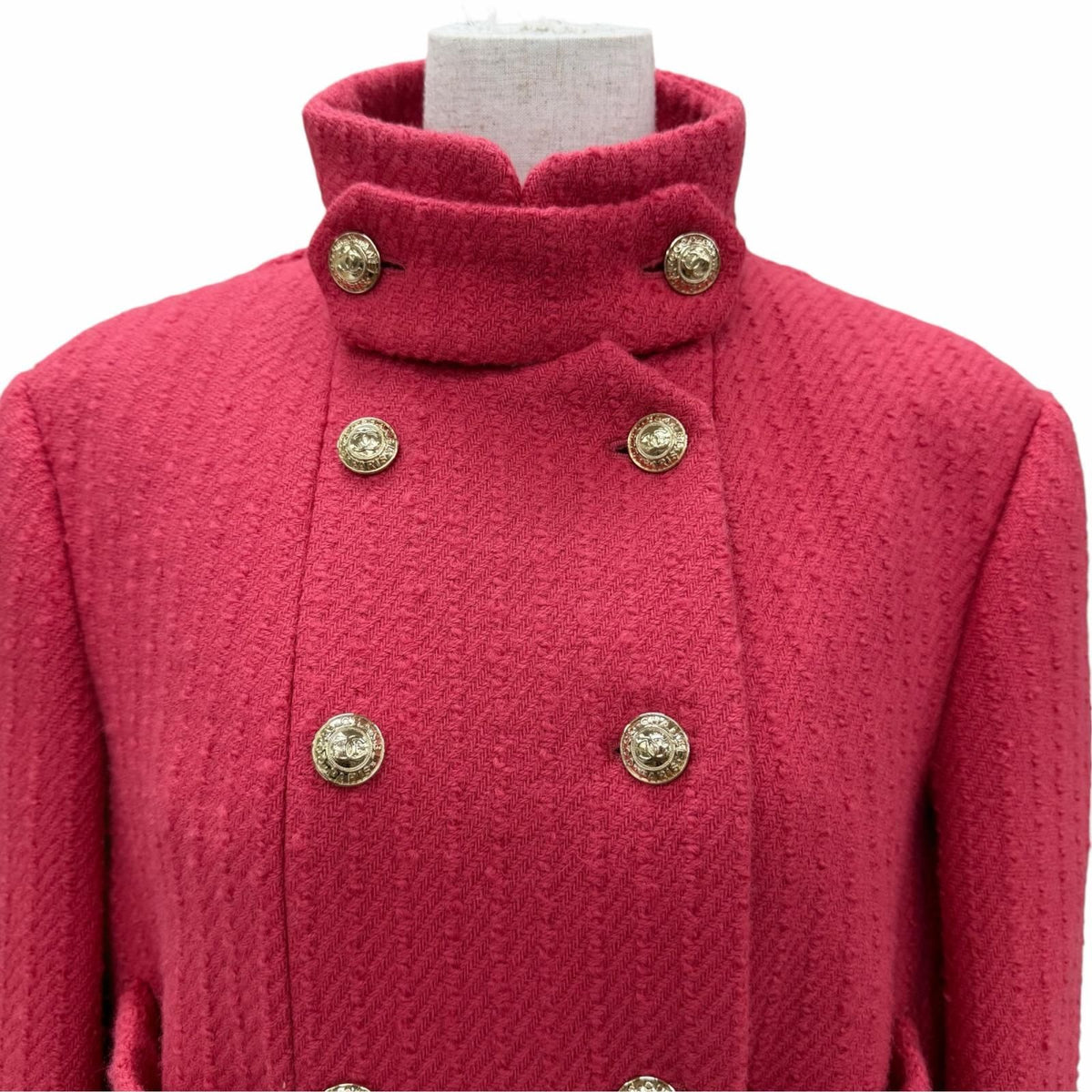 Chanel Wool 100% Lining Silk CC Logo Button Coat Pink FR 36 — view 2