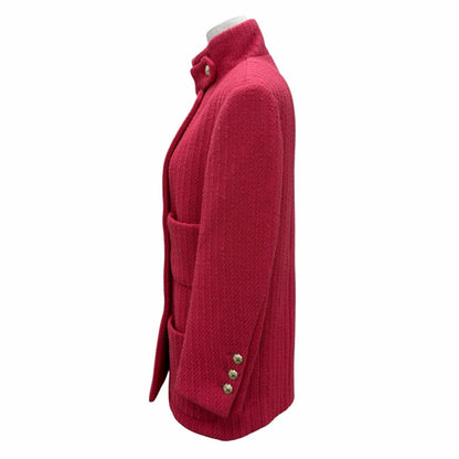 Chanel Wool 100% Lining Silk CC Logo Button Coat Pink FR 36 — view 3