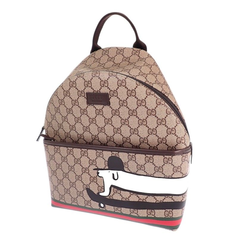 Gucci Euan Roberts GG Children's Dog Print Backpack PU Beige Kids — view 2