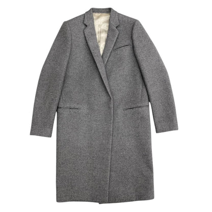 Celine Phoebe Philo Era Crombie Coat Long Chesterfield Gray Wool Polyamide 38