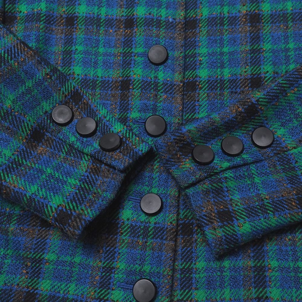 Saint Laurent Vintage Collarless Jacket Check Tweed M — view 4