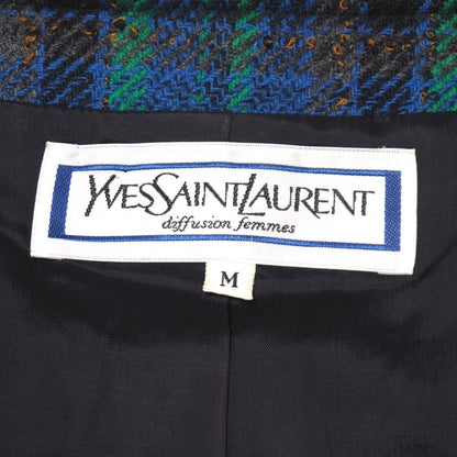 Saint Laurent Vintage Collarless Jacket Check Tweed M — view 6