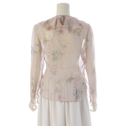 Dior Galliano Era Silk Flower Button Print Blouse Pink 38 — view 4