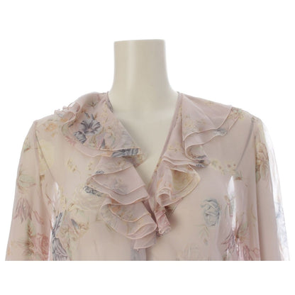 Dior Galliano Era Silk Flower Button Print Blouse Pink 38 — view 5