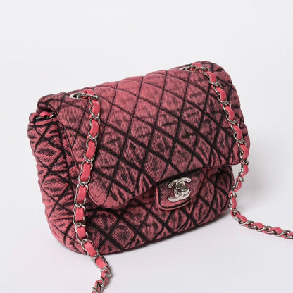 Chanel Quilted 23 Mini Shoulder Bag Denim Pink Black Silver — view 3