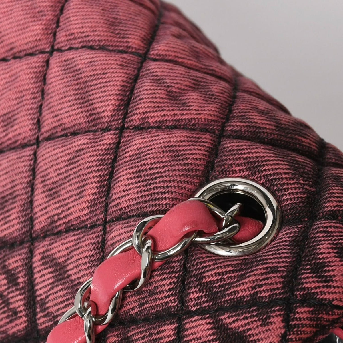 Chanel Quilted 23 Mini Shoulder Bag Denim Pink Black Silver — view 5