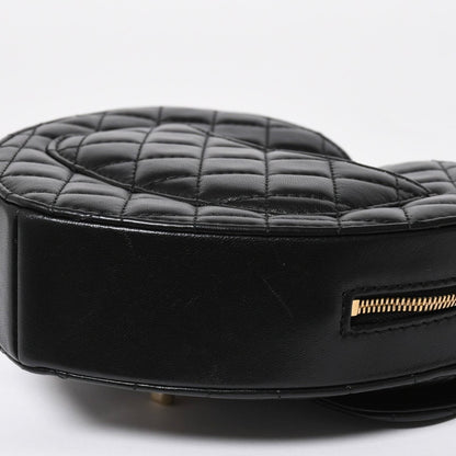 Chanel Heart Chain Shoulder Bag CC Logo Lambskin Black — view 8