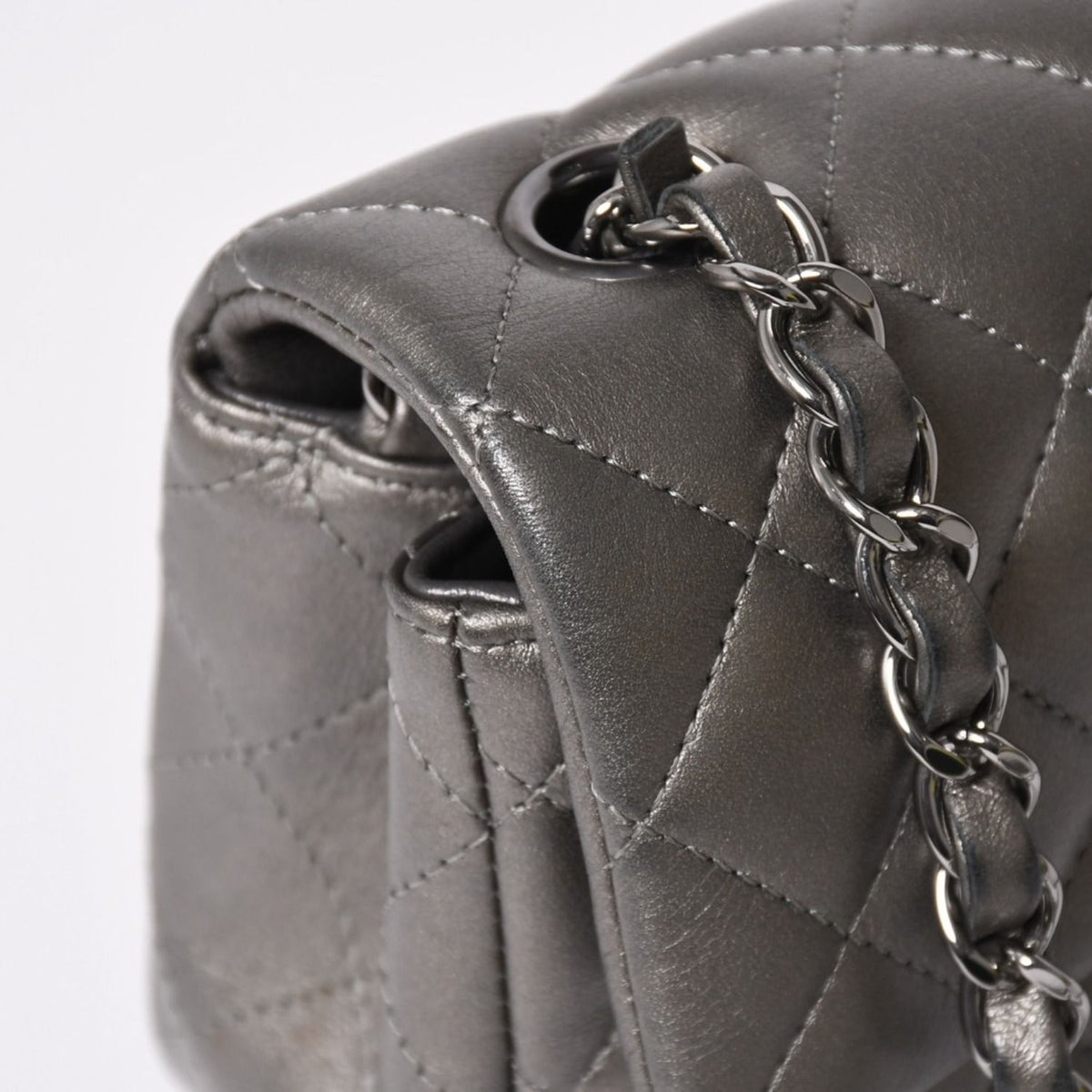 Chanel Quilted 20 S Flap S Chain Shoulder Bag CC Logo Lambskin Silver — view 6