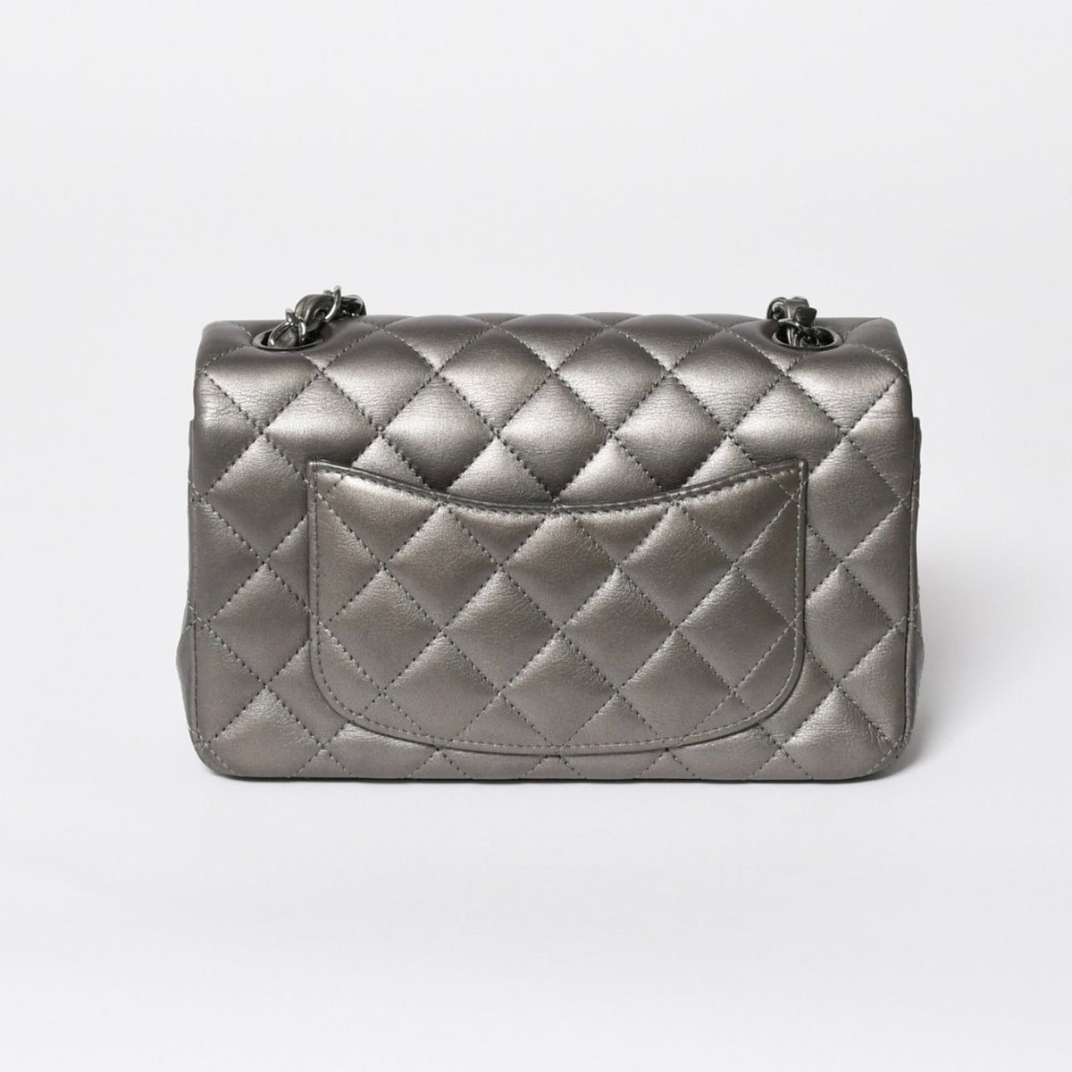 Chanel Quilted 20 S Flap S Chain Shoulder Bag CC Logo Lambskin Silver — view 2