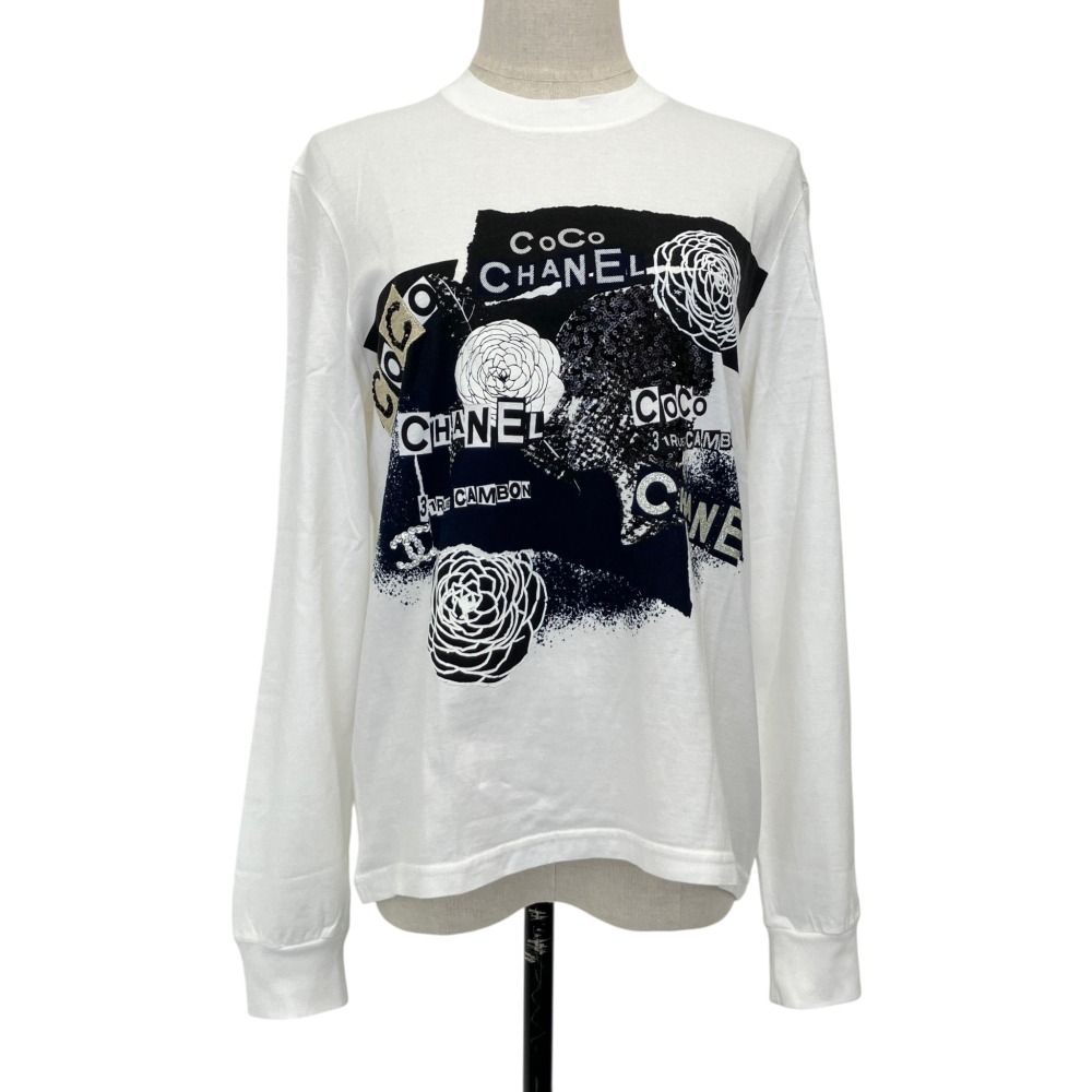 Chanel Graffiti Logo Print CC T-Shirt White Spring Summer Fall Winter XS