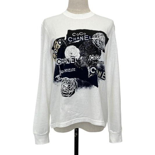 Chanel Graffiti Logo Print CC T-Shirt White Spring Summer Fall Winter XS