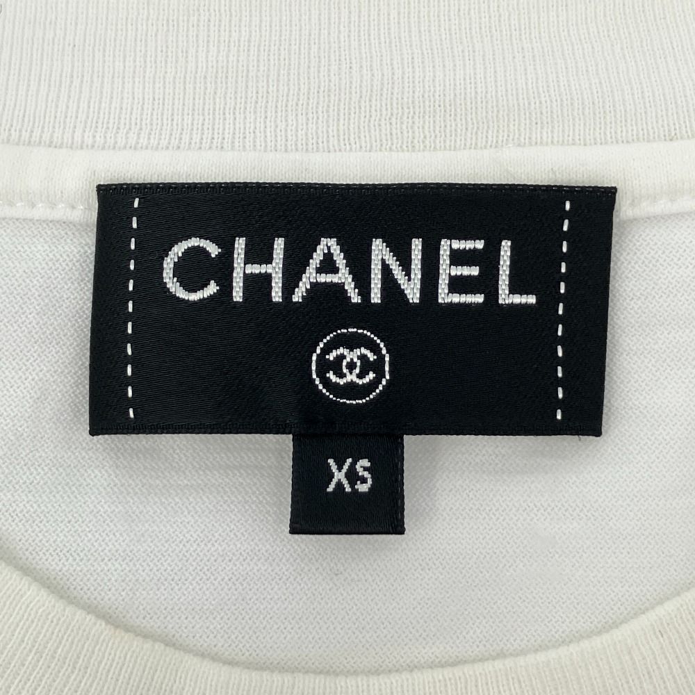 Chanel Graffiti Logo Print CC T-Shirt White Spring Summer Fall Winter XS — view 4