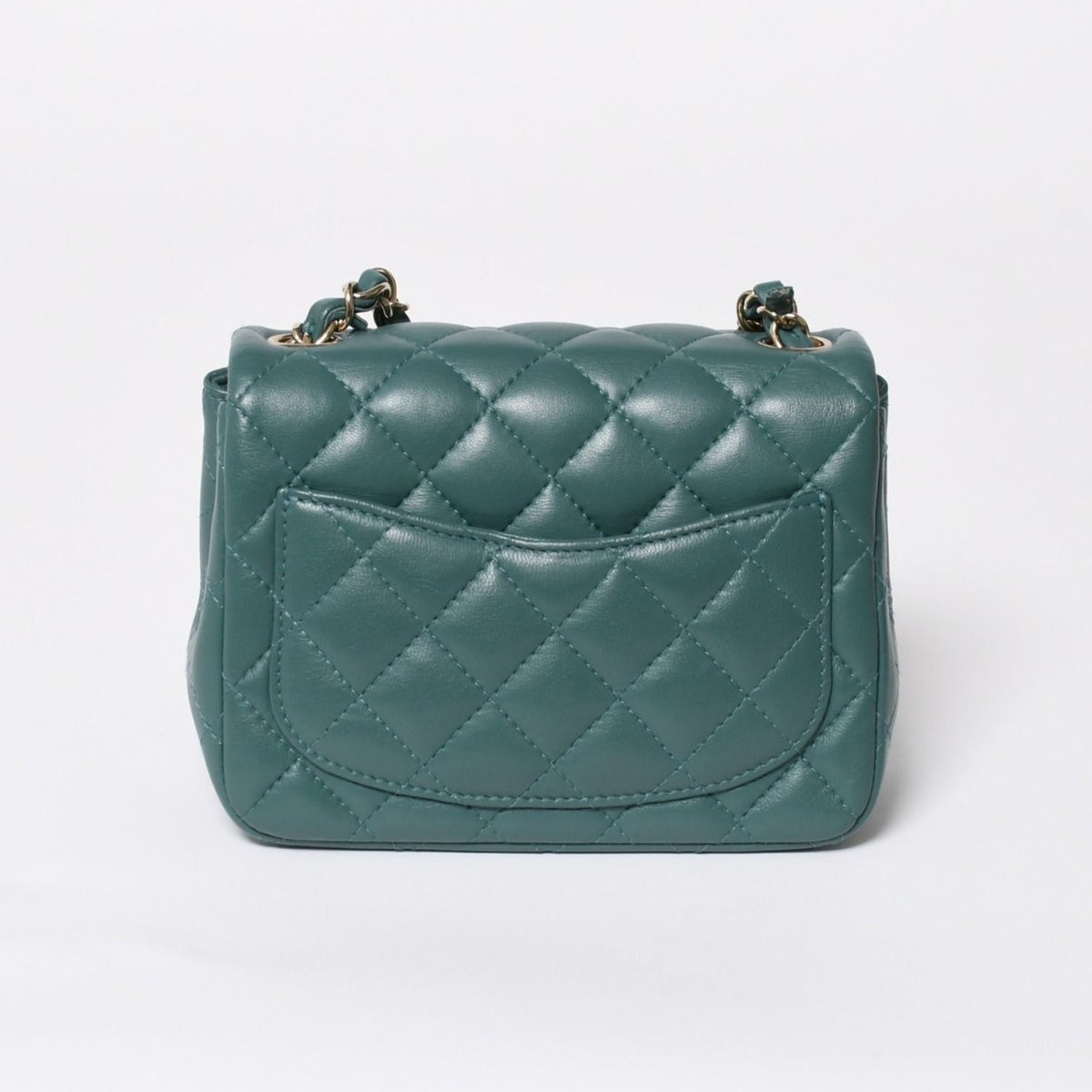 Chanel Mini Quilted 16 S Chain Shoulder Bag CC Logo Lambskin Green — view 2