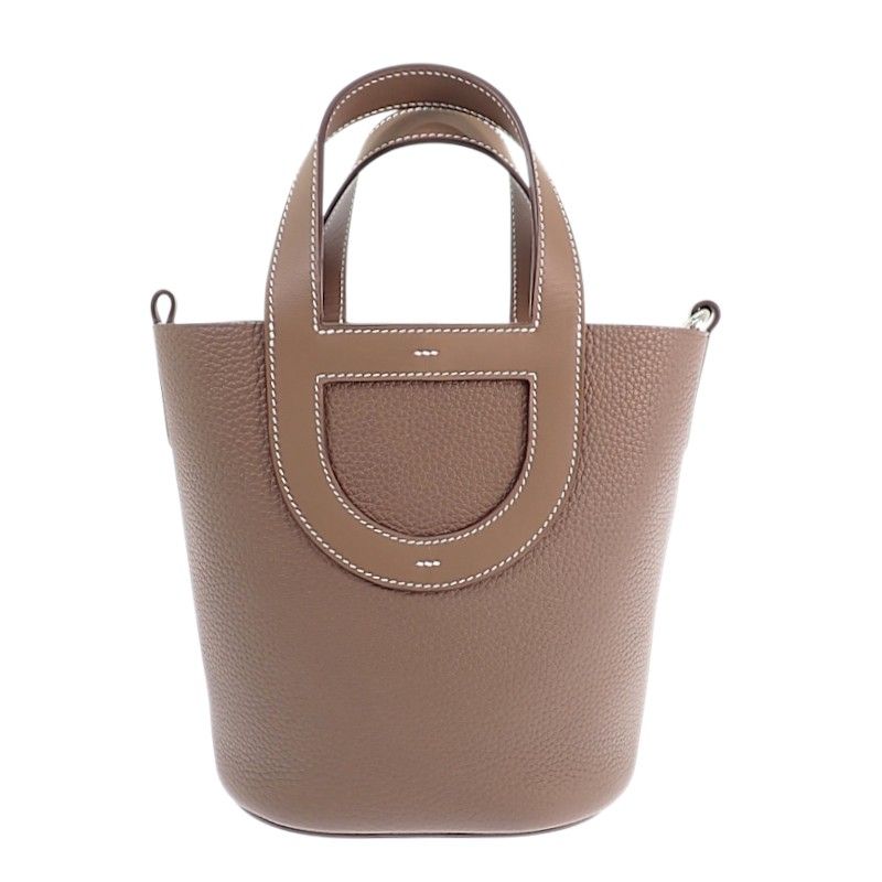 Hermes in the Loop 18 Handbag Taurillon Clemence Veau Etoupe