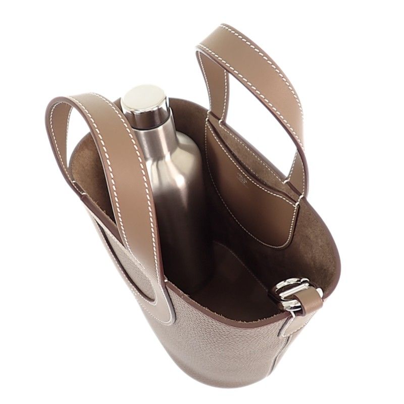 Hermes in the Loop 18 Handbag Taurillon Clemence Veau Etoupe — view 7