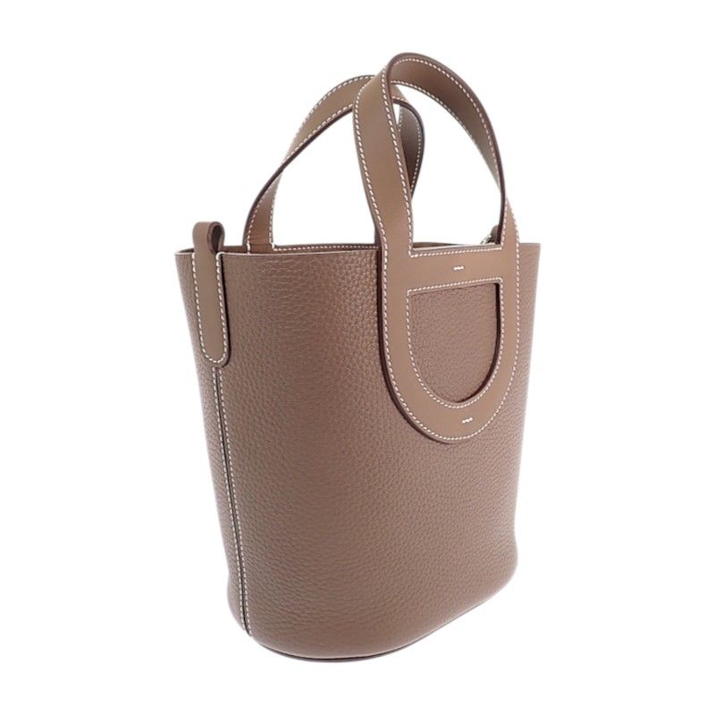 Hermes in the Loop 18 Handbag Taurillon Clemence Veau Etoupe — view 2