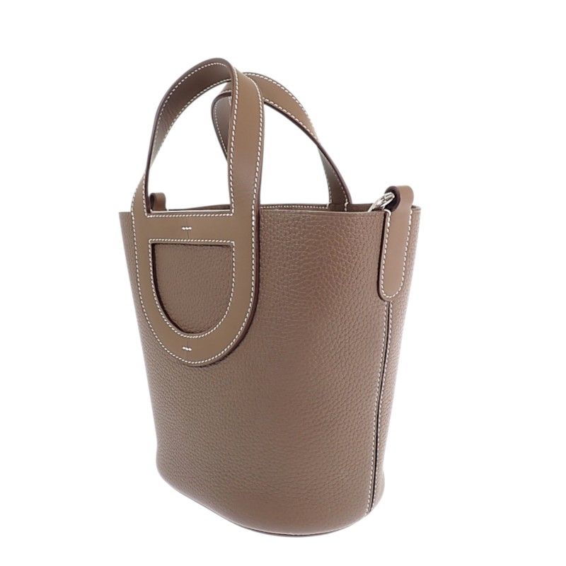 Hermes in the Loop 18 Handbag Taurillon Clemence Veau Etoupe — view 3