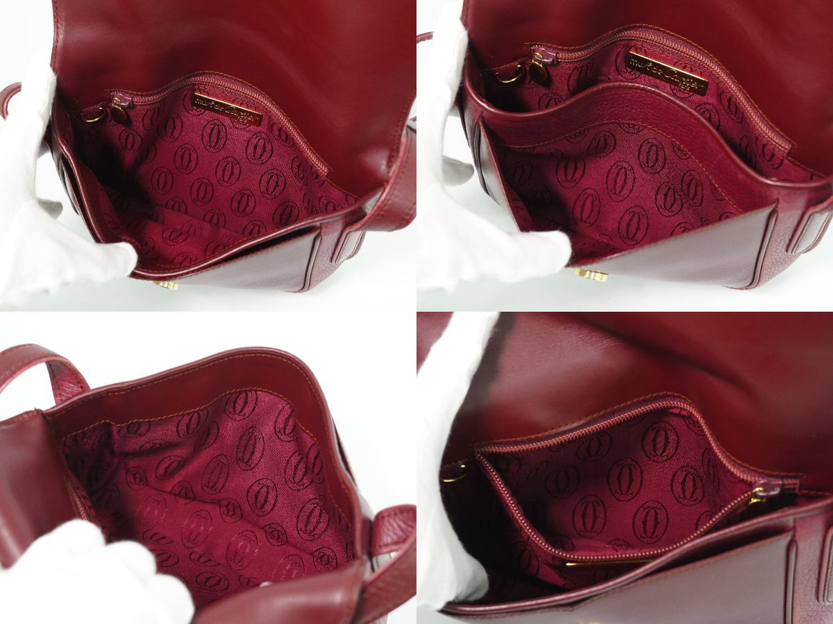 Cartier Must Line Shoulder Bag Pochette Leather Bordeaux — view 8