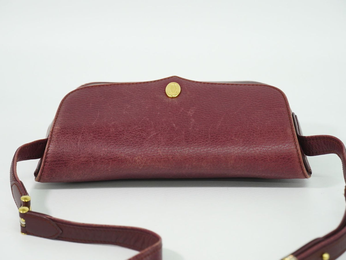 Cartier Must Line Shoulder Bag Pochette Leather Bordeaux — view 5