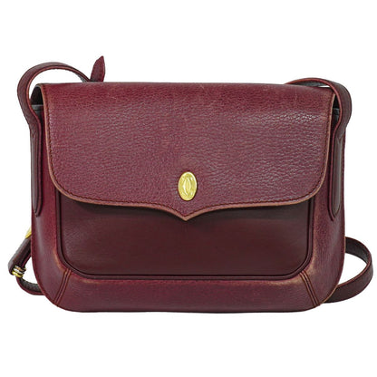 Cartier Must Line Shoulder Bag Pochette Leather Bordeaux