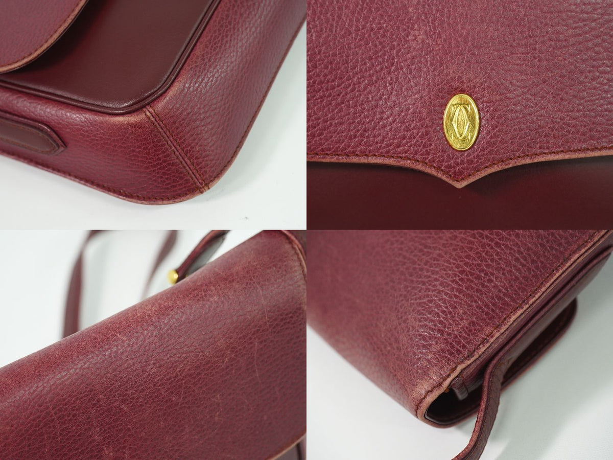 Cartier Must Line Shoulder Bag Pochette Leather Bordeaux — view 7