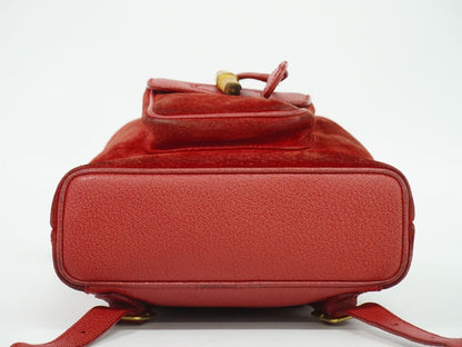 Gucci Bamboo Mini Backpack Suede Leather Red — view 3
