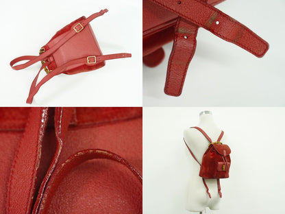 Gucci Bamboo Mini Backpack Suede Leather Red — view 6