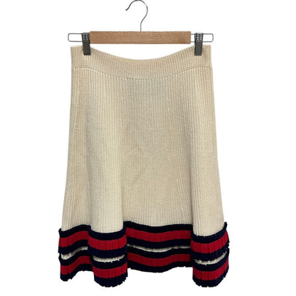 Gucci Web Line Ruffle Knit Skirt Ivory Spring Summer Fall Winter L