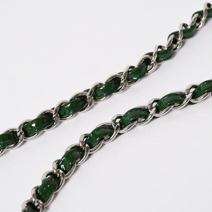 Chanel Quilted 25 Double Flap Chain Shoulder Bag Patent Green Silver — view 6