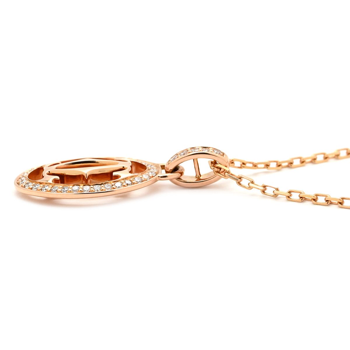Cartier Necklace Logo Double C Rose Gold 18k Diamond 2C C2 Oval — view 3