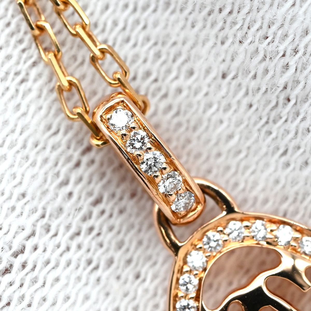 Cartier Necklace Logo Double C Rose Gold 18k Diamond 2C C2 Oval — view 6