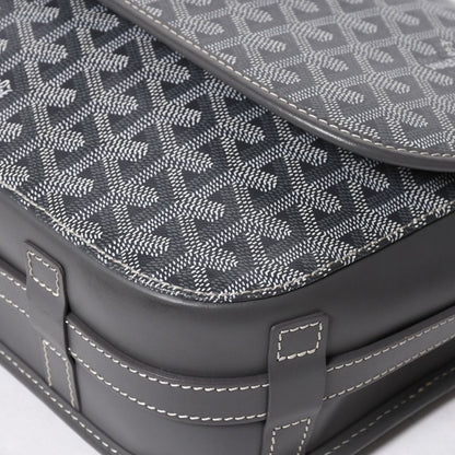 Goyard Belvedere GM Shoulder Bag Gray Leather Silver Herringbone Pattern — view 7
