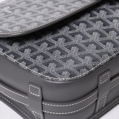 Goyard Belvedere GM Shoulder Bag Gray Leather Silver Herringbone Pattern — view 8