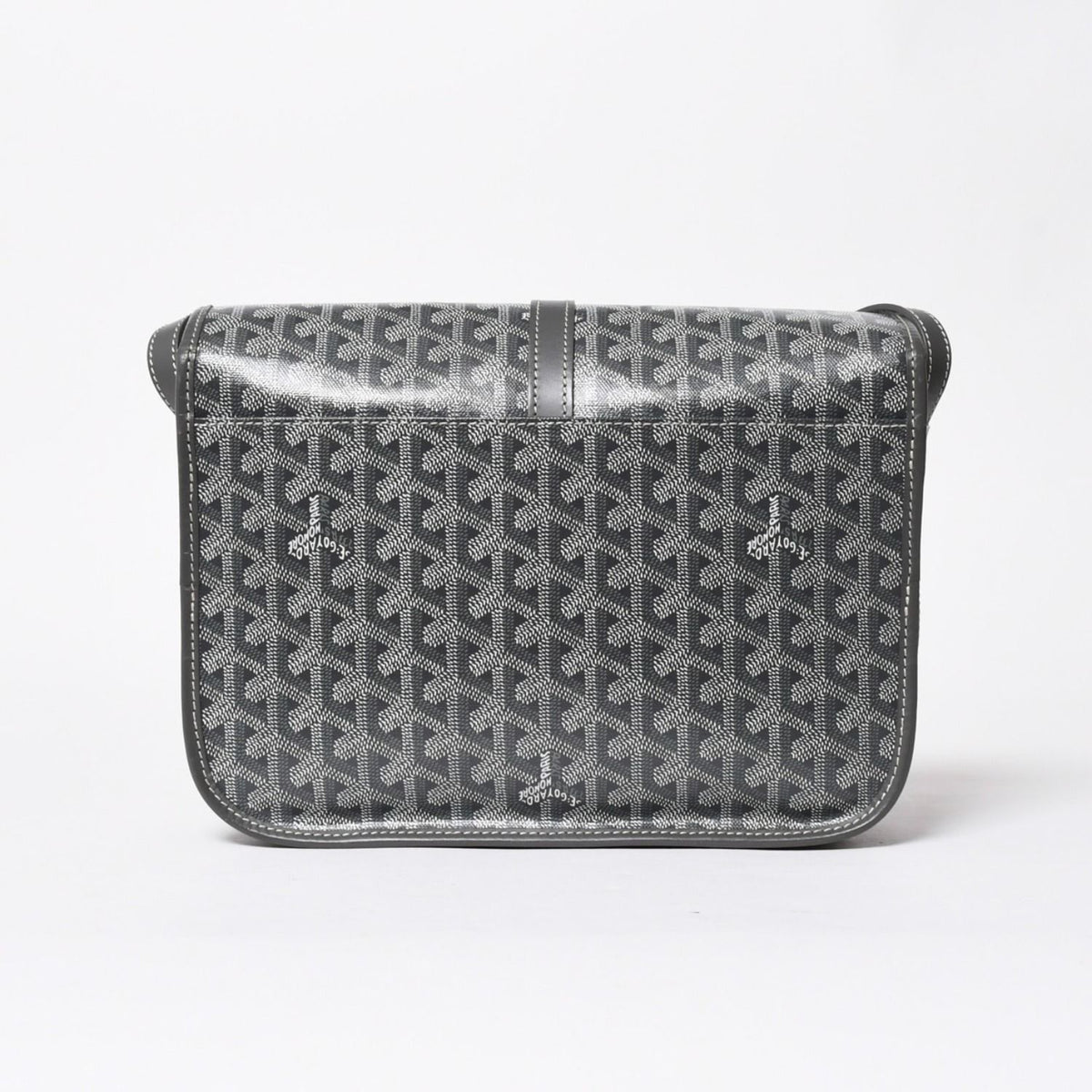 Goyard Belvedere GM Shoulder Bag Gray Leather Silver Herringbone Pattern — view 2