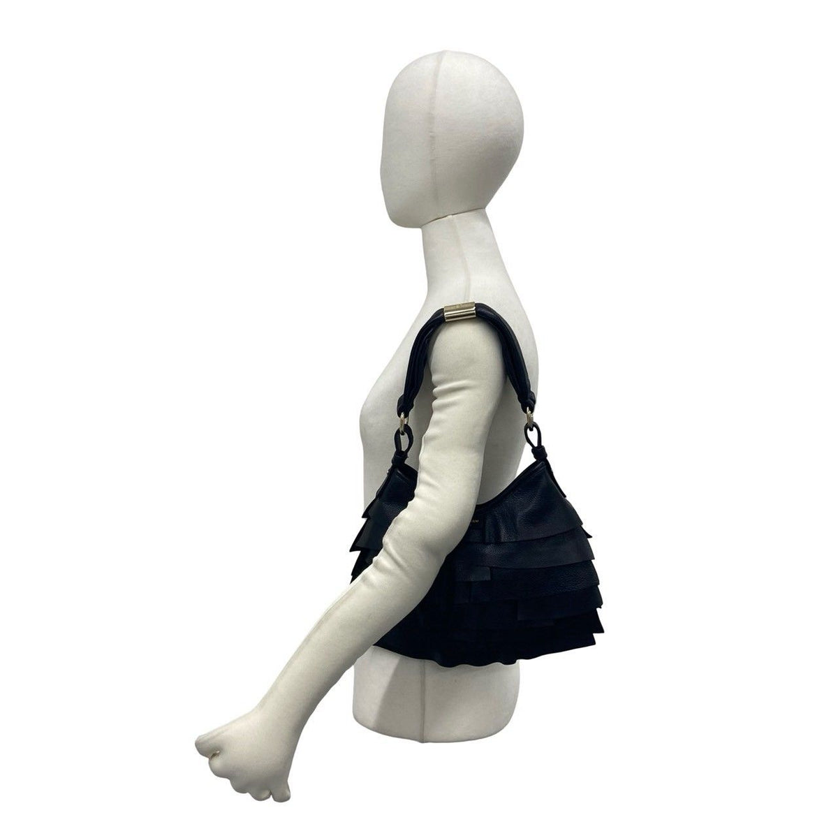 Saint Laurent Yves Tropez Hobo Logo Leather Shoulder Bag Black — view 2