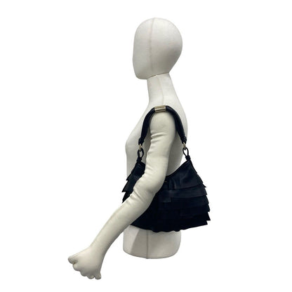 Saint Laurent Yves Tropez Hobo Logo Leather Shoulder Bag Black — view 2