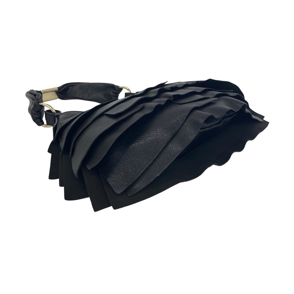 Saint Laurent Yves Tropez Hobo Logo Leather Shoulder Bag Black — view 7