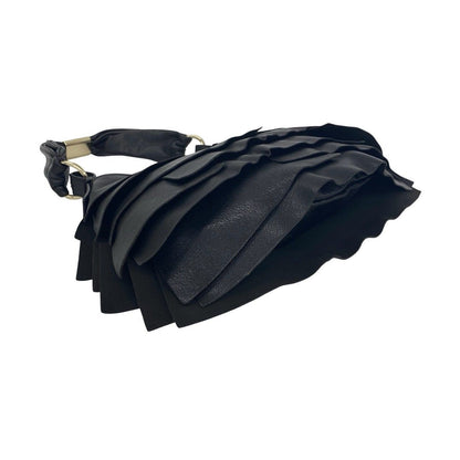 Saint Laurent Yves Tropez Hobo Logo Leather Shoulder Bag Black — view 7